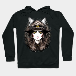 Witch Cat Halloween Creepy Cute Portrait Hoodie